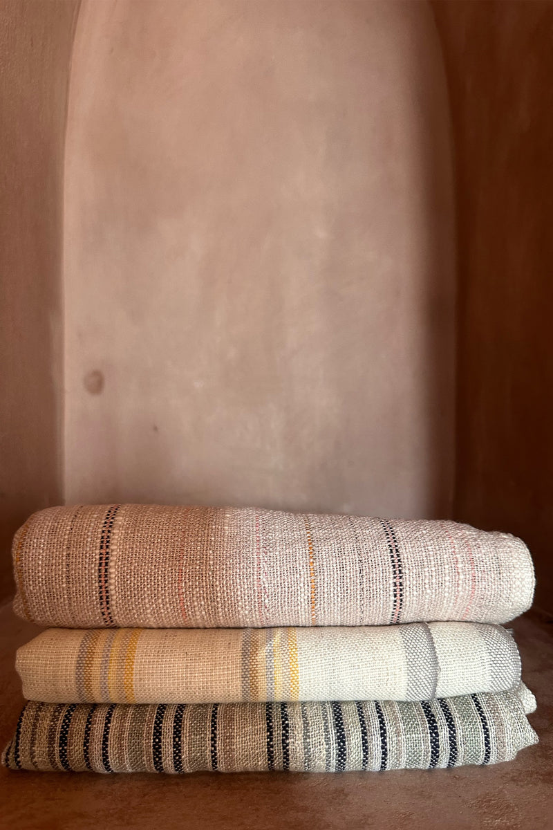 three muted color of Turkish towel 
