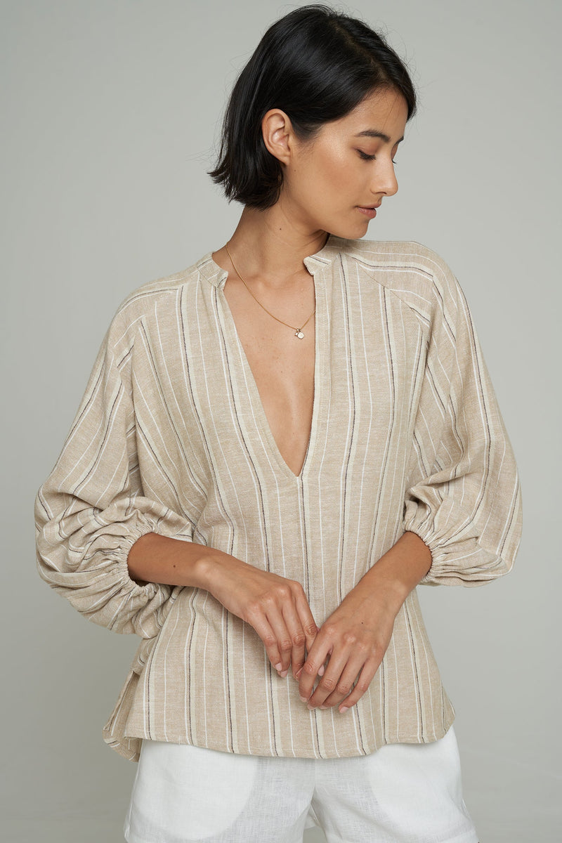 stripe linen blouse by LILYA