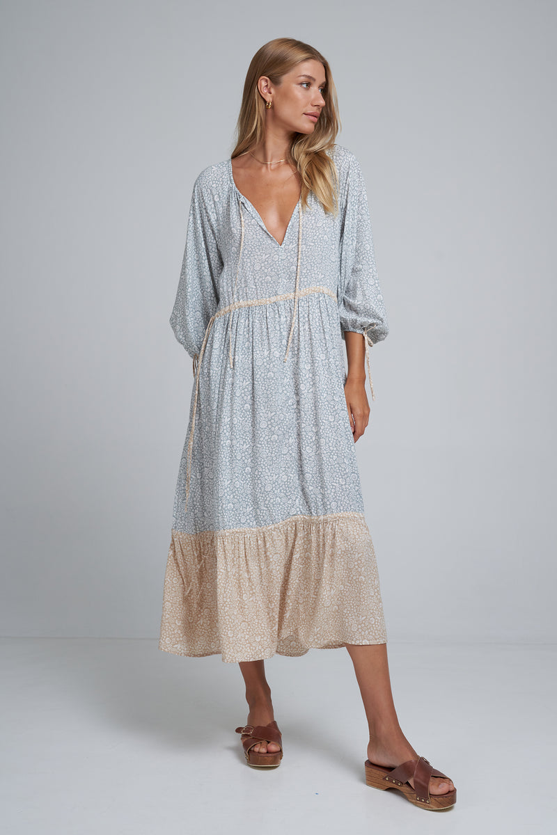 Womens Natural Floral Maxi Dress 