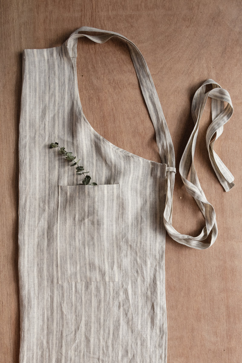 Linen stripe apron by Cove