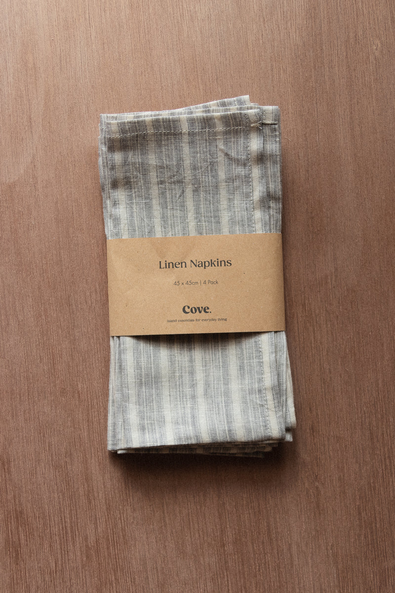 Stripe Linen napkins set by Cove