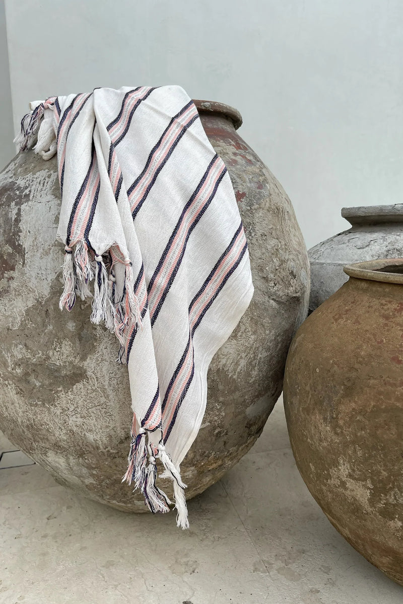 Magnesia Turkish Towel - Navy/Pink/Ivory