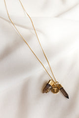 Tiger Frame Super Power Charm Necklace - Smokey Quartz/Citrine